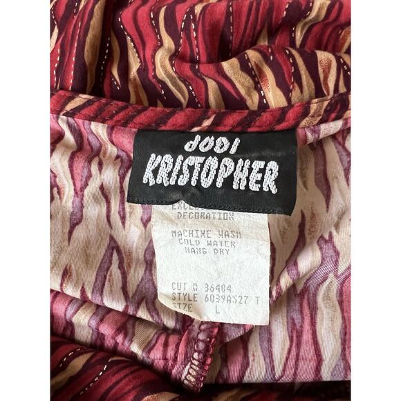 90s Jodi Kristopher Metallic Flames Faux Suede Cold Shoulder Vampire Goth Dress - Picture 8 of 9